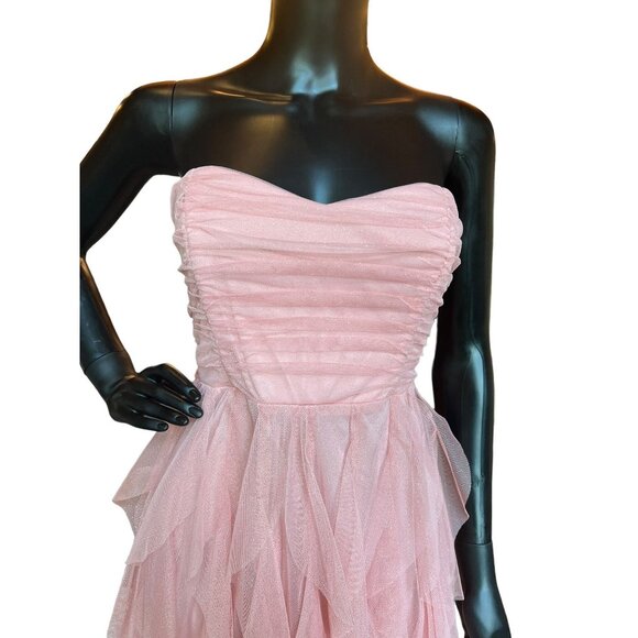 Teezeme Dresses & Skirts - Peach Hi-low Glitter Short Dress